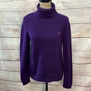 LRL Turtleneck Sweater Monogram Purple Lauren Ralph Lauren